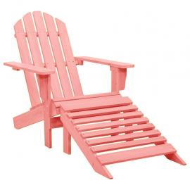 Adirondack stol med fodskammel massiv grantræ pink , hemmetshjarta.dk