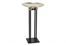 Piedestal med skål lavet af metal sølv sort (B/H/D) 41x74x41cm , hemmetshjarta.dk