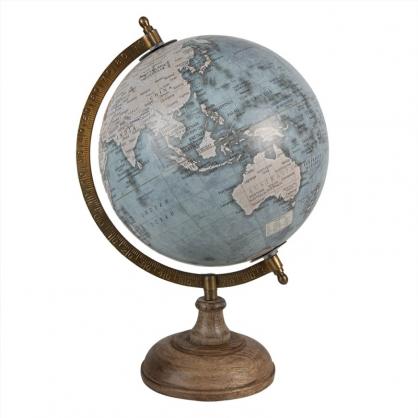 Globus Dekoration 22x22x37 cm Bl, hvid, brun Round Globe , hemmetshjarta.dk