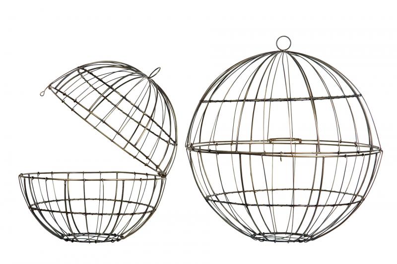 A Lot Dekoration - Dekorativt bur, der kan bnes Globe Metal 45x33cm 2-pak , hemmetshjarta.dk