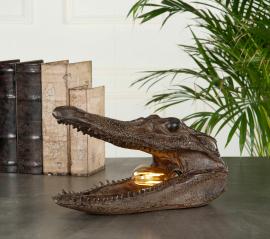 A Lot Dekoration - Bordlampe Krokodille Brun Poly , hemmetshjarta.dk