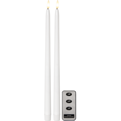 LED Antik lys 2-pack Flamme Slim Hvid 38 cm , hemmetshjarta.dk