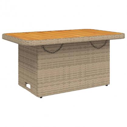 Spisebord til have 90x55x71 cm beige kunstrattan og akacietr , hemmetshjarta.dk
