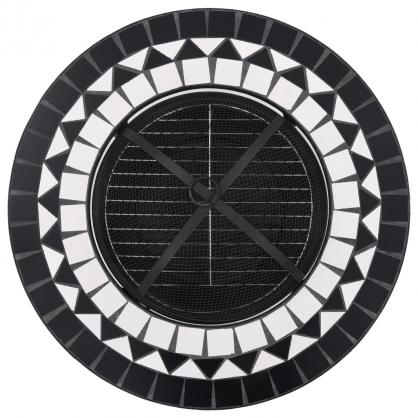 Blskl med mosaikbord sort og hvid 68 cm keramik , hemmetshjarta.dk