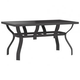 Spisebord til have 140x70x70 cm grå stål og glas grå og sort , hemmetshjarta.dk