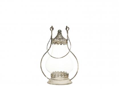 Lanterne med hndtag metal glas antik creme H31/L21/B16 cm , hemmetshjarta.dk
