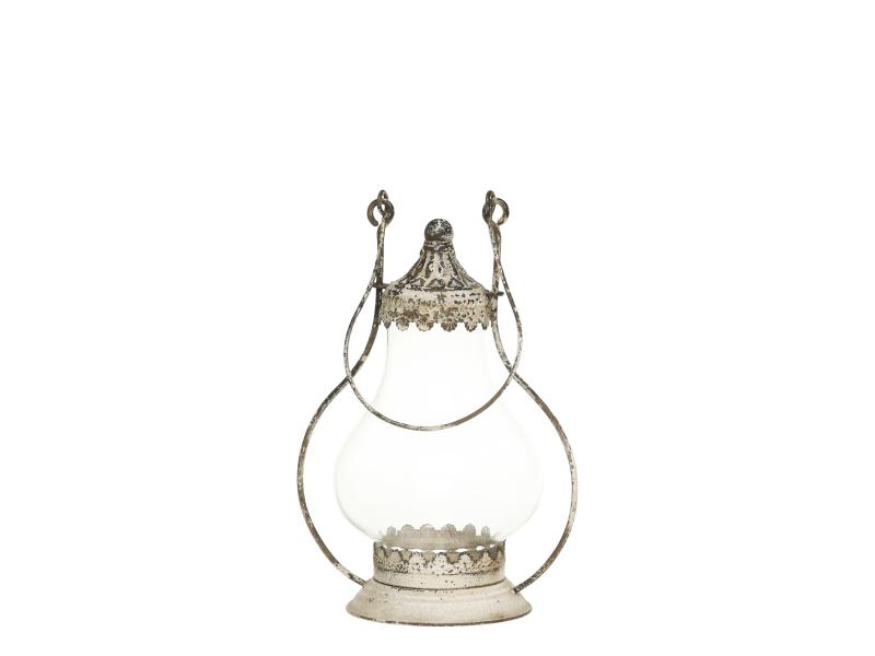 Lanterne med hndtag metal glas antik creme H31/L21/B16 cm , hemmetshjarta.dk