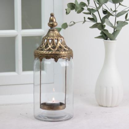 A Lot decoration Lanterne/vase med lg 28 cm - guld brun , hemmetshjarta.dk