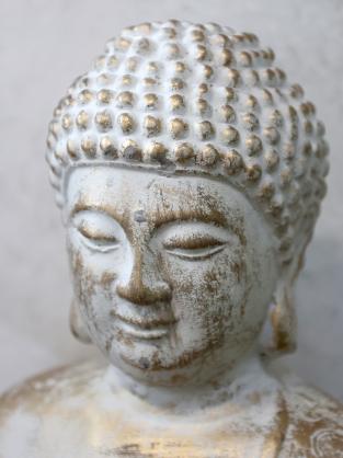 Chic Antique Dekoration Buddha m. guld mnster H28,5/L23/B17,5 cm creme , hemmetshjarta.dk