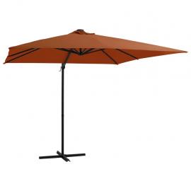 Frithængende parasol med stang og LED terracotta 250x250 cm , hemmetshjarta.dk