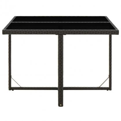 Spisebord til have med glasplade 109x107x74 cm sort kunstrattan , hemmetshjarta.dk