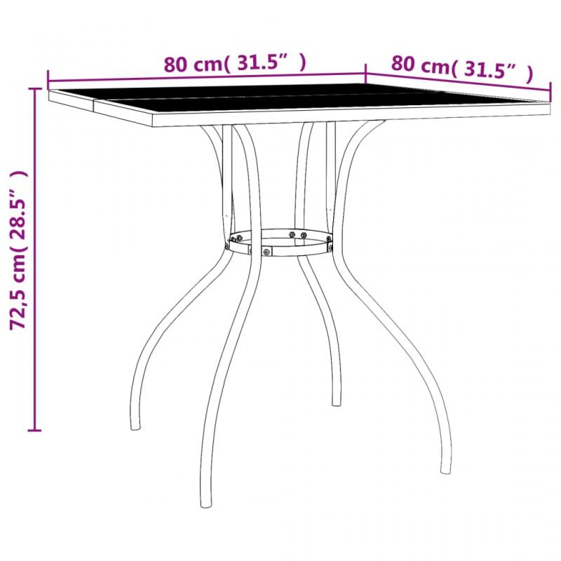 Spisebord til have 80x80x72,5 cm stlnet antracit , hemmetshjarta.dk