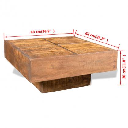 Sofabord 68x68x30 cm firkantet massivt mangotr brunt , hemmetshjarta.dk