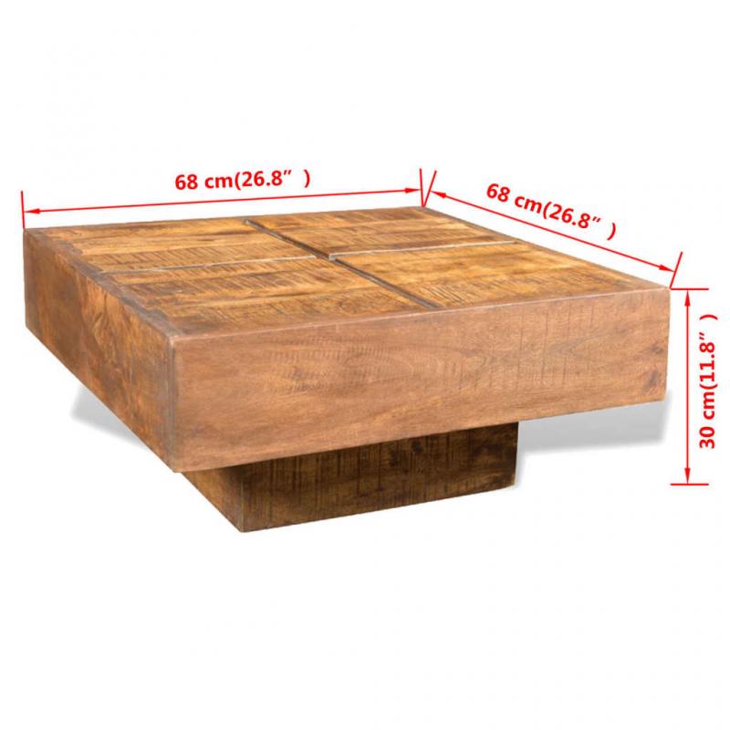 Sofabord 68x68x30 cm firkantet massivt mangotr brunt , hemmetshjarta.dk