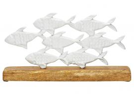 Maritim Dekoration fisk af træ metal hvid (B/H/D) 30x16x5cm , hemmetshjarta.dk