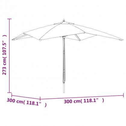 Parasol med trstang 300x300x273 cm grn , hemmetshjarta.dk