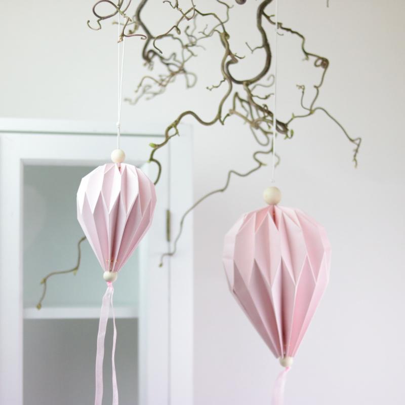 Papirballon med tygremser 60 cm - lyserosa , hemmetshjarta.dk