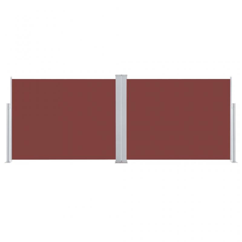 Udtrkkeligt sidemarkise til terrasse brun 140x1000 cm dobbelt , hemmetshjarta.dk