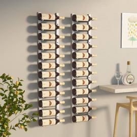 Vægmonteret vinreol til 24 flasker hvidt jern , hemmetshjarta.dk