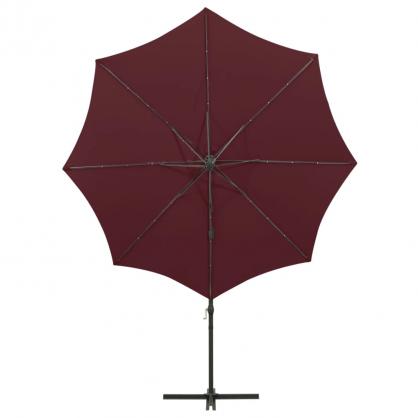 Frithngende parasol med stang og LED bordeaux 300 cm , hemmetshjarta.dk