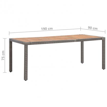 Spisebord til have 190x90x75 cm gr kunstrattan massivt akacietr , hemmetshjarta.dk