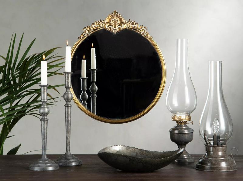 A Lot Dekoration - Spejl Rundt Ornament Guld 46,5x2,5x50cm , hemmetshjarta.dk