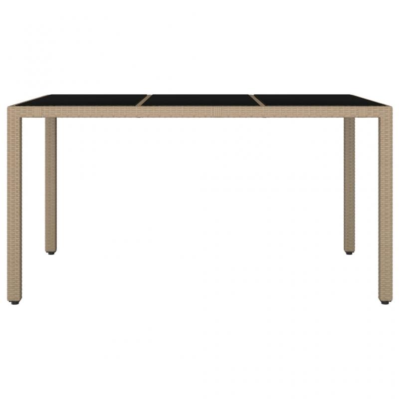 Spisebord til havehrdet glas 150x90x75 cm beige kunstrattan , hemmetshjarta.dk
