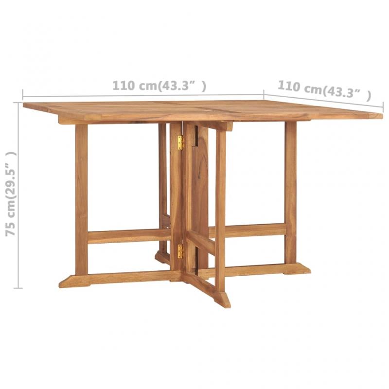 Sammenklappeligt spisebord til have 110x110x75 cm massiv teaktr , hemmetshjarta.dk