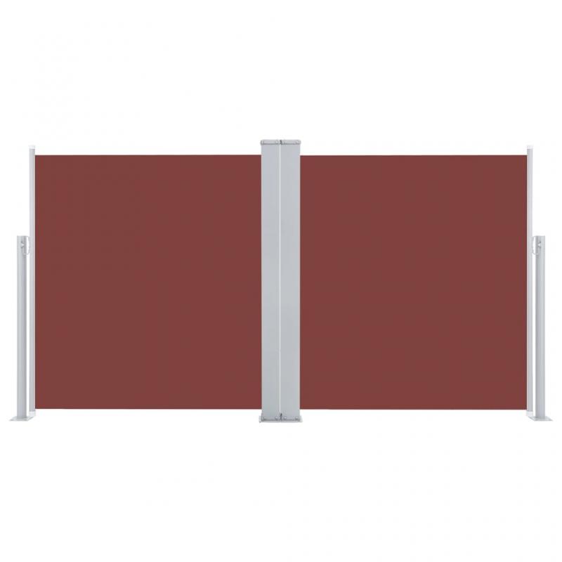 Udtrkkeligt sidemarkise til terrasse brun 120x600 cm dobbelt , hemmetshjarta.dk