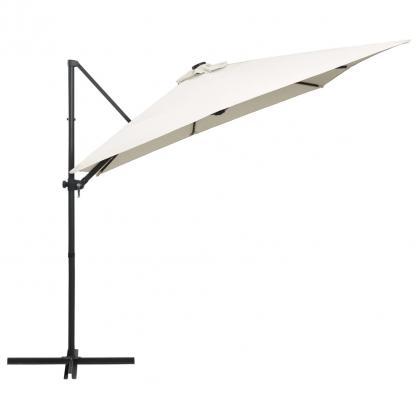 Frithngende parasol med stang og LED sand 250x250 cm , hemmetshjarta.dk