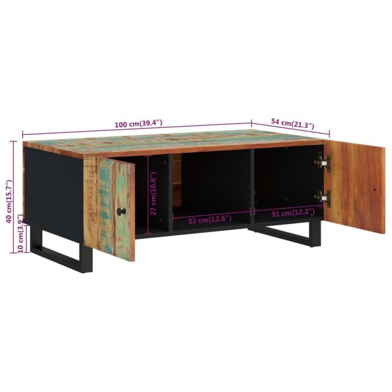 Sofabord 100x54x40 cm massivt genbrugs- og konstrueret tr , hemmetshjarta.dk