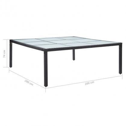 Spisebord til have 200x200x74 cm sort kunstrattan , hemmetshjarta.dk