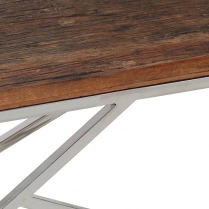 Sofabord rustfrit stl slv og massivt tr 110x45x45 cm , hemmetshjarta.dk