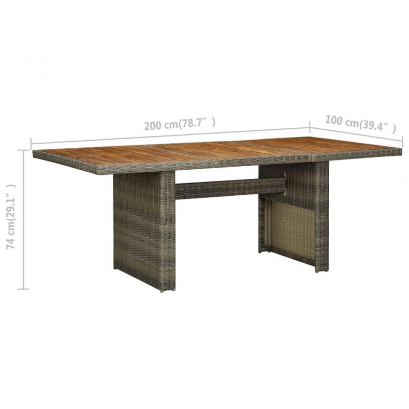 Have spisebord 200x100x74 cm brun kunstrattan og massivt akacietr , hemmetshjarta.dk