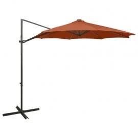 Frithængende parasol med stang og LED terracotta 300 cm , hemmetshjarta.dk
