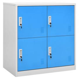 Opbevaringsskab lysegrå og blå stål 90x45x92,5 cm , hemmetshjarta.dk