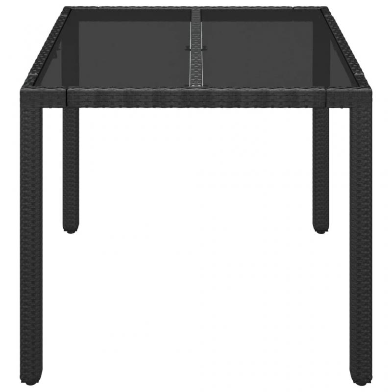 Spisebord til have med glasplade 90x90x75 cm sort kunstrattan , hemmetshjarta.dk