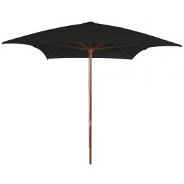 Parasol med træstang 200x300 cm sort , hemmetshjarta.dk