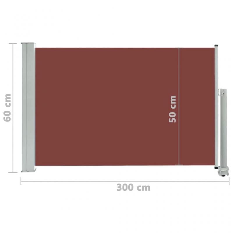 Udtrkkeligt sidemarkise til terrasse brun 60x300 cm , hemmetshjarta.dk