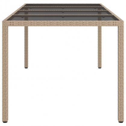 Spisebord til havehrdet glas 190x90x75 cm beige og kunstrattan , hemmetshjarta.dk
