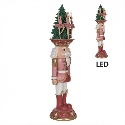 Julepynt Nddeknkker med LED-belysning 62 cm Pink Polyresin , hemmetshjarta.dk