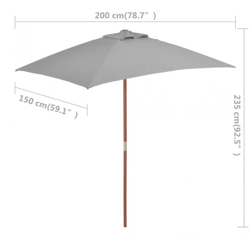 Parasol med trstang 150x200 cm antracit , hemmetshjarta.dk
