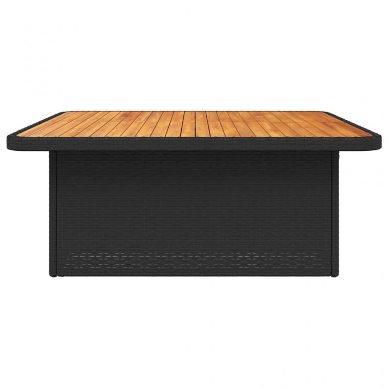 Spisebord til have 110x110x71 cm sort kunstrattan og akacietr , hemmetshjarta.dk
