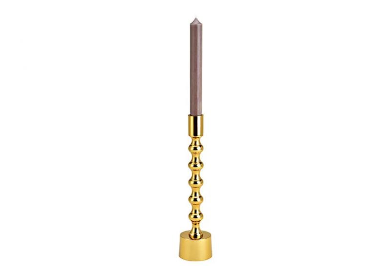 Lysestage Perle af metal guld (B/H/D) 6x27x6cm , hemmetshjarta.dk