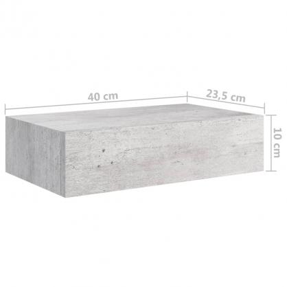 Flydende vghylde med skuffe betongr 40x23,5x10 cm MDF 2 stk. , hemmetshjarta.dk