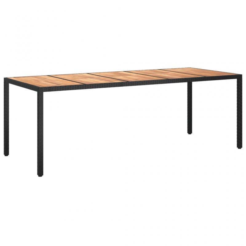 Spisebord til have 250x100x75 cm sort kunstrattan , hemmetshjarta.dk