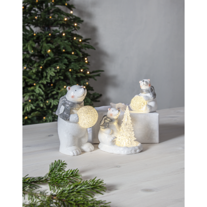 Julepynt LED Polar Isbjrn 20,5 cm Hvid , hemmetshjarta.dk