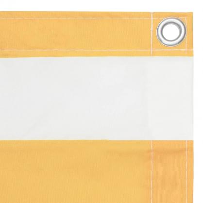 Balkonskrm hvid og gul 75x500 cm oxford stof , hemmetshjarta.dk