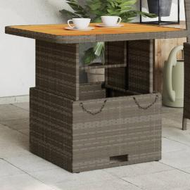 Spisebord til have 80x80x71 cm grå kunstrattan og akacietræ , hemmetshjarta.dk