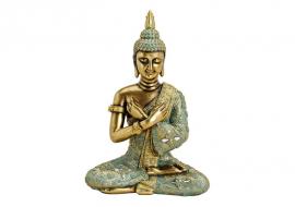 Dekoration Buddha guld siddende polyresin (B/H/D) 23x33x14cm , hemmetshjarta.dk